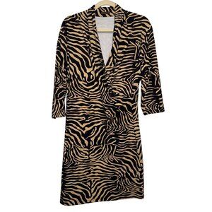 J.McLaughlin XL Zebra Print Dress In Black & Tan Faux Wrap Style